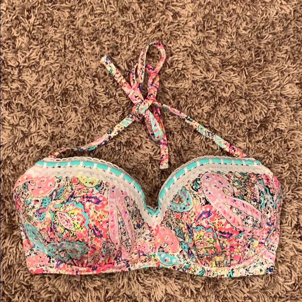 34D Shade & Shore halter bikini top multicolored